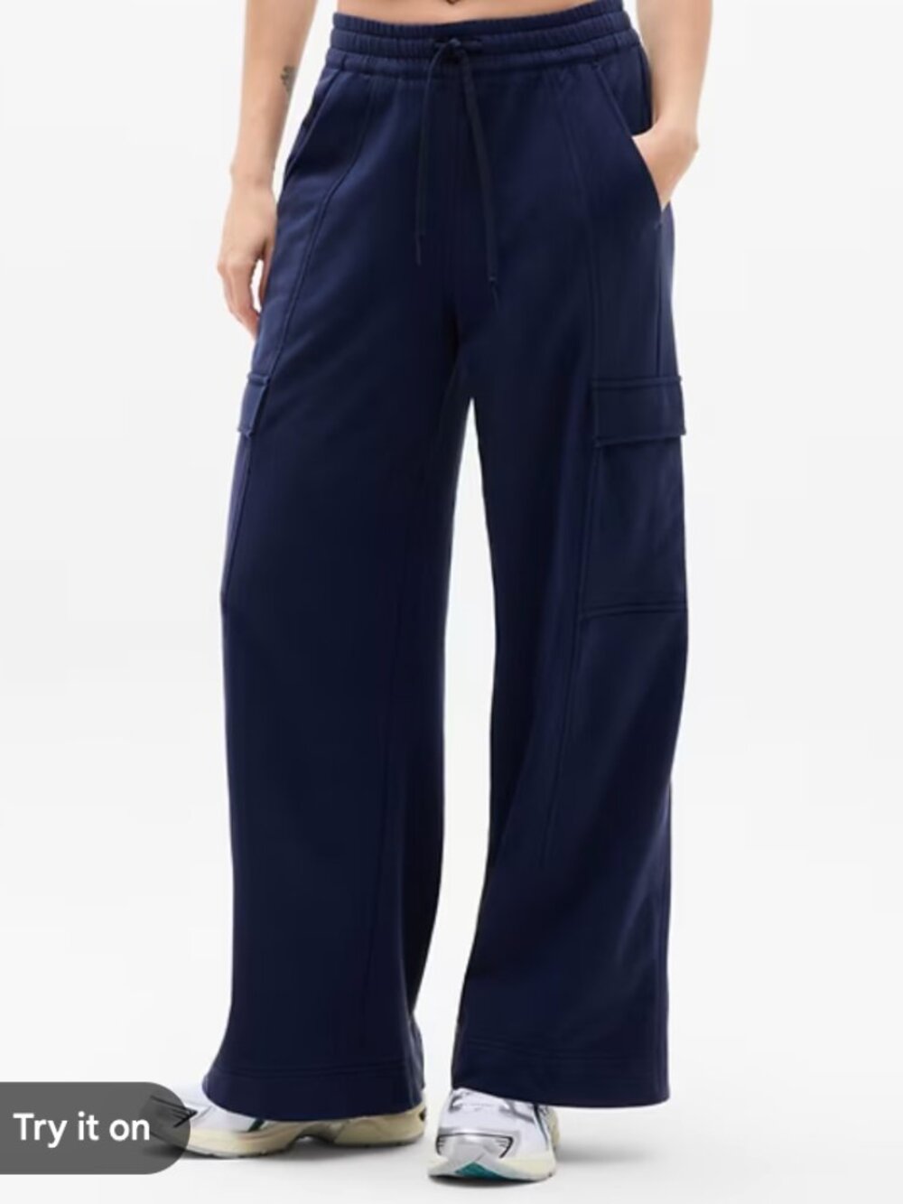 Athleta Retroterry High Rise Wide Leg Cargo Pant - Navy; Size Tall Small